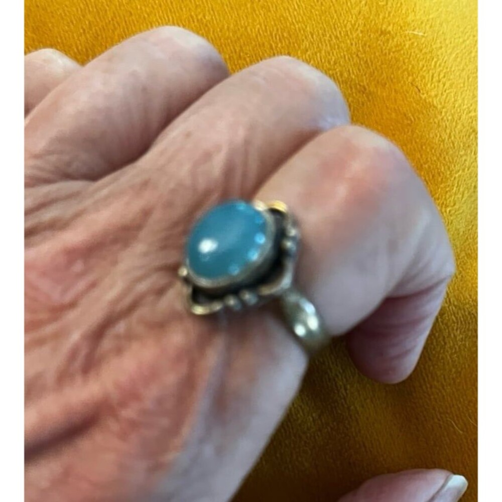 Women’s Sterling Silver 925 Ring with Blue Moonstone Type Gemstone